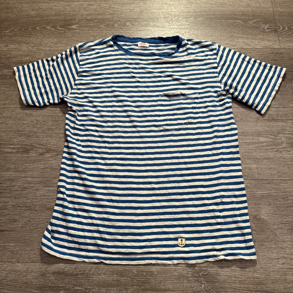 Armor Lux T Shirt Womens S Blue White Striped Cotton Linen Nautical‎ Breton Tee